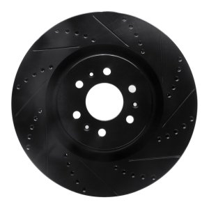 Cadillac CTS Brake Rotor (1) - Front Right - R1 Concepts - Drilled & Slotted - Black - `04-`11